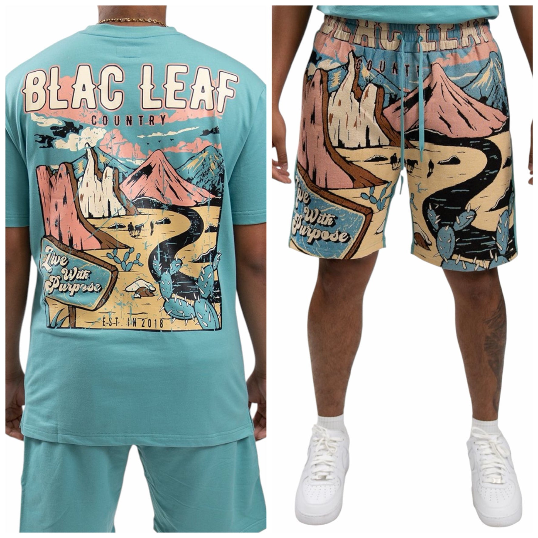 BLAC LEAF: Tapestry Knit Short Set